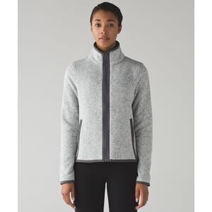Lululemon Its Fleecing Cold Zip Up Jacket Heathered White Gray Women Size 6 EUC